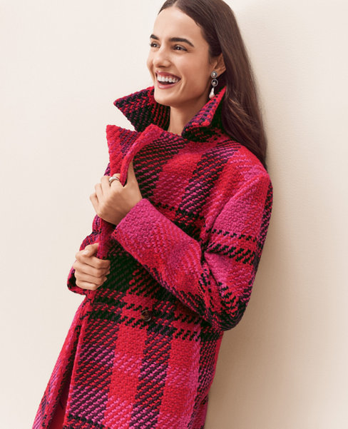 Plaid Long Double Breasted Coat