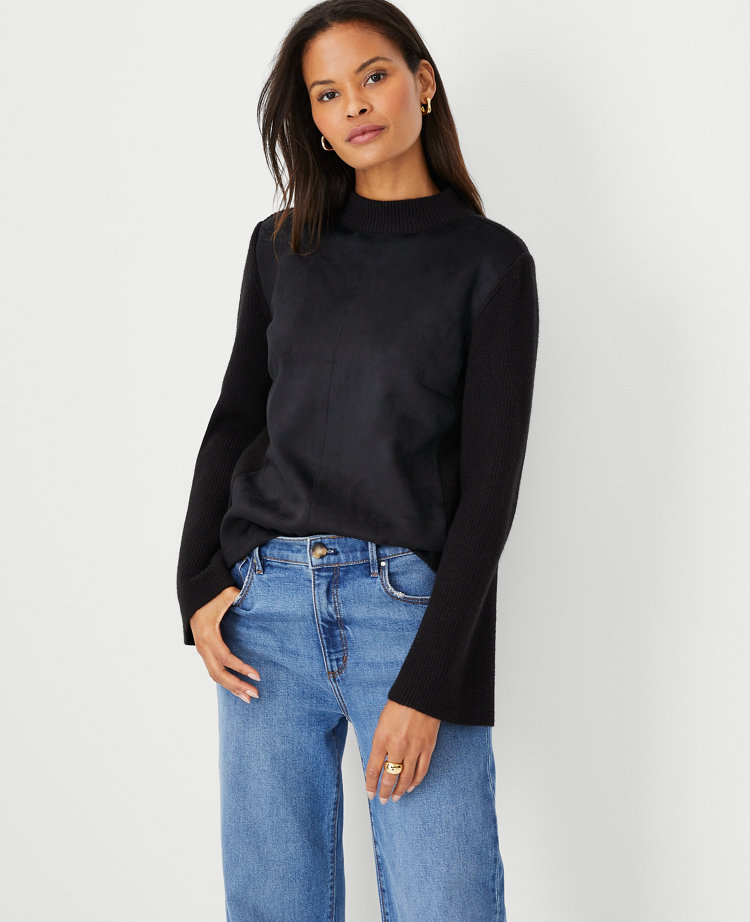 Black suede sweater sale