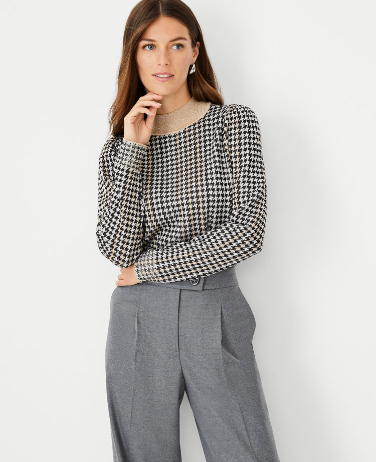 SILK WOVEN JACQUARD HOUNDSTOOTH BEIGE main image 0