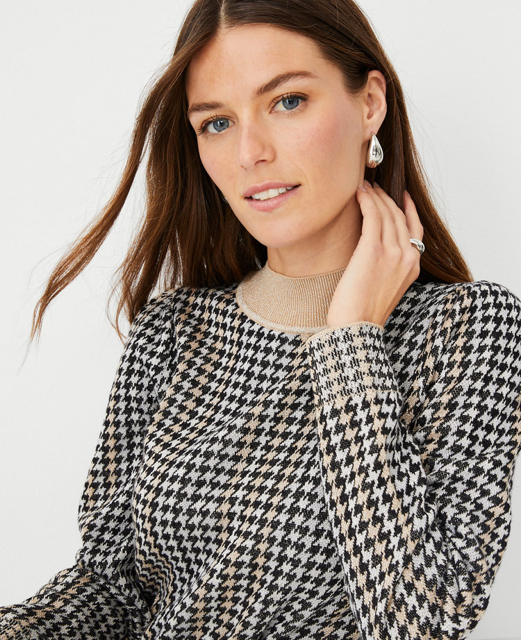 SILK WOVEN JACQUARD HOUNDSTOOTH BEIGE main image 1