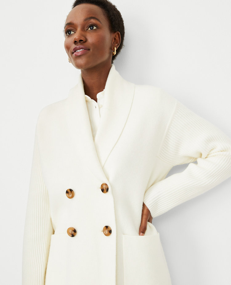 Double breasted sweater on sale coat