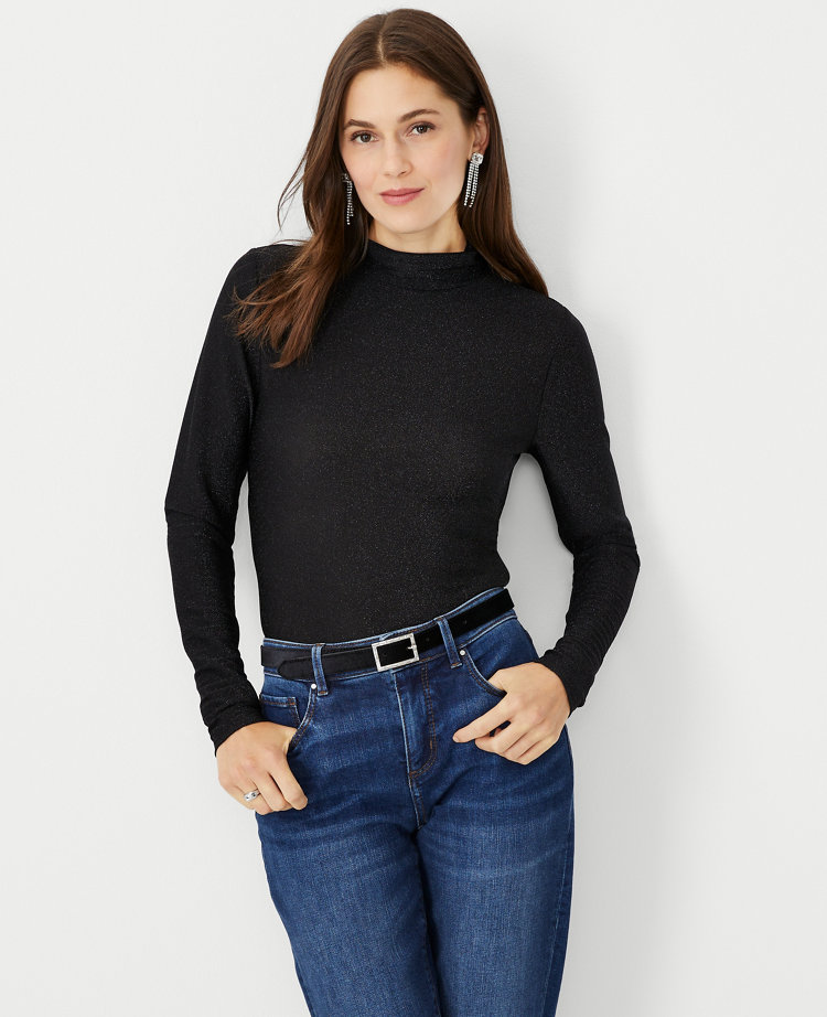 Sparkle Long Sleeve Turtleneck Top