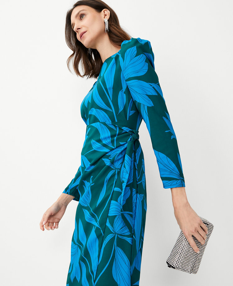 Teal floral 2024 wrap dress