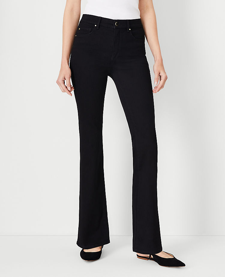 Petite Mid Rise Boot Cut Jeans in Classic Black Wash - Curvy Fit