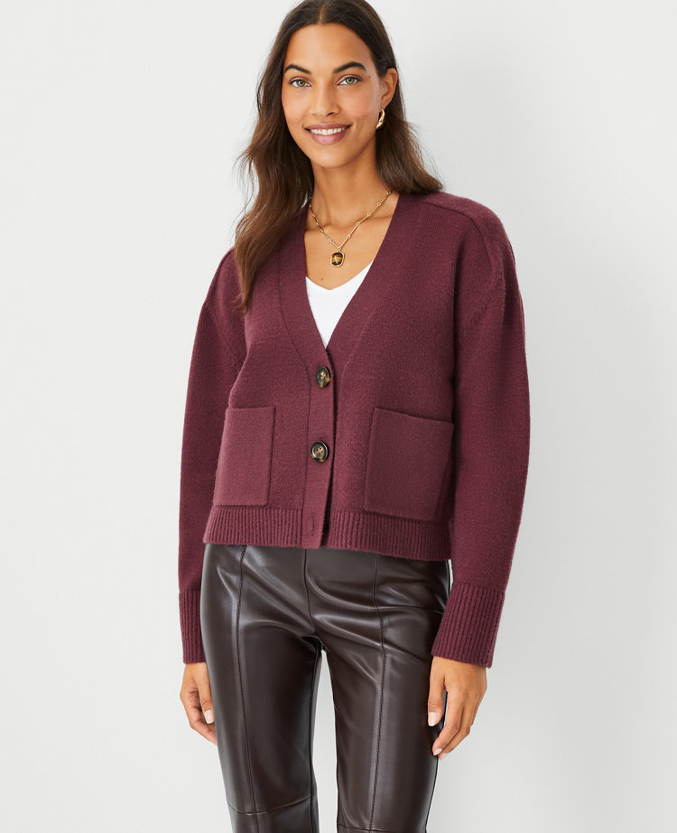 Relaxed Cropped V Neck Cardigan