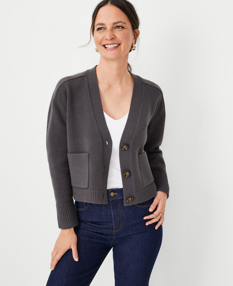 Petite Khaki Open Stitch Tie Front Crop Cardigan