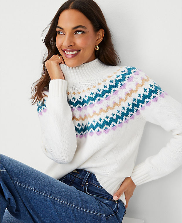 Fair Isle Mock Neck Sweater