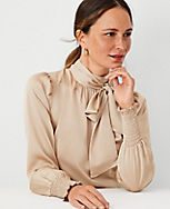Smocked Cuff Bow Blouse carousel Product Image 1