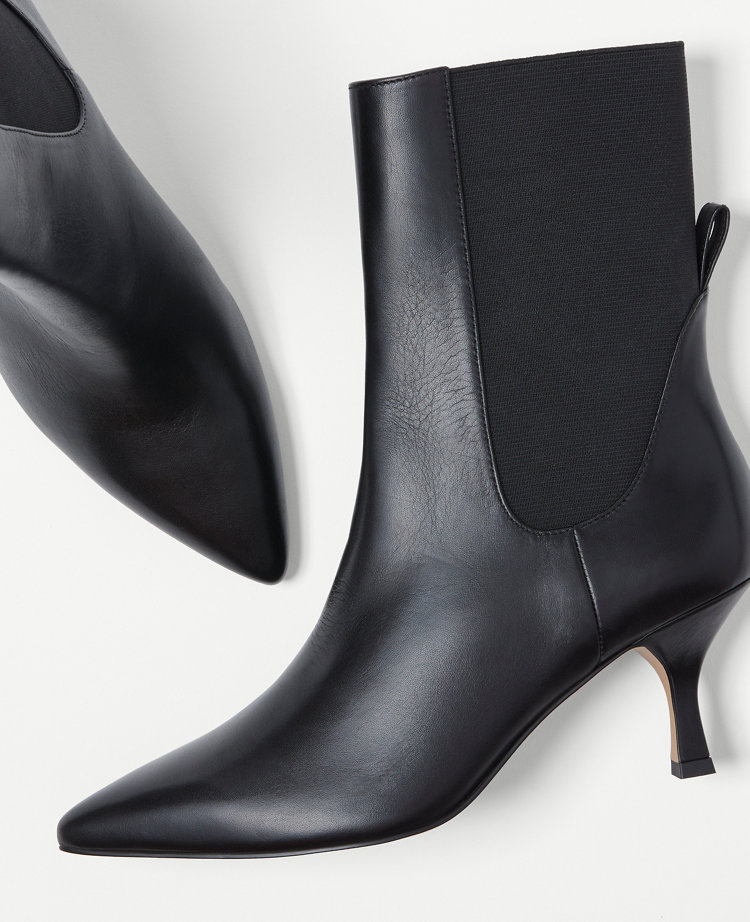 Leather Stiletto Heel Booties