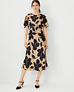 Studio Collection Floral Silk Flutter Sleeve Flare Dress carousel Product Image 1