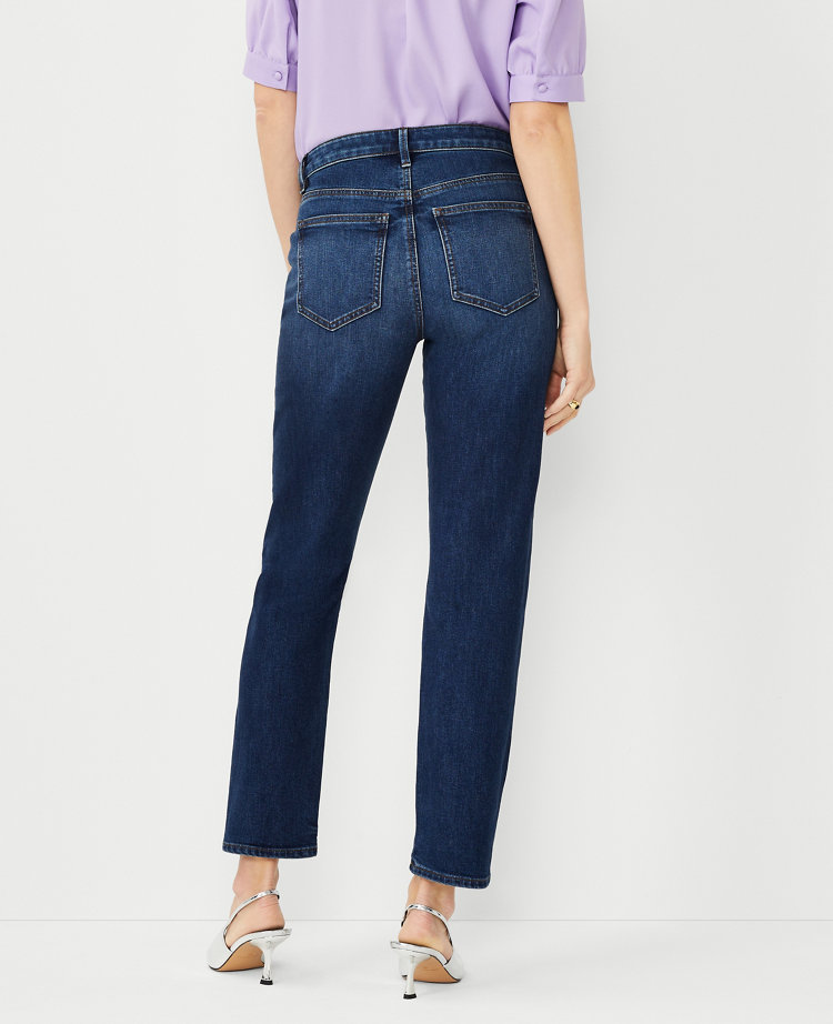 Petite Mid Rise Tapered Jeans in Authentic Light Indigo Wash