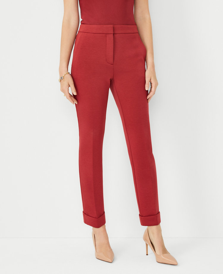 Red Rayon Ankle Length Pant-33691