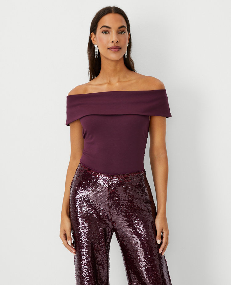 Off shoulder top online purple