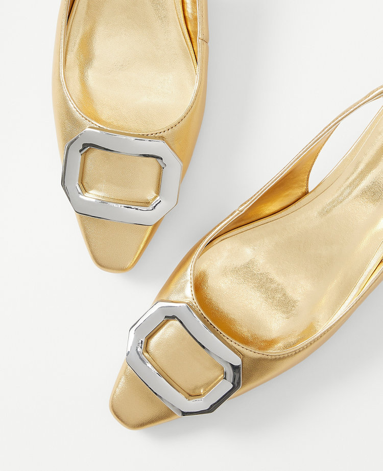 Metallic slingback clearance flats