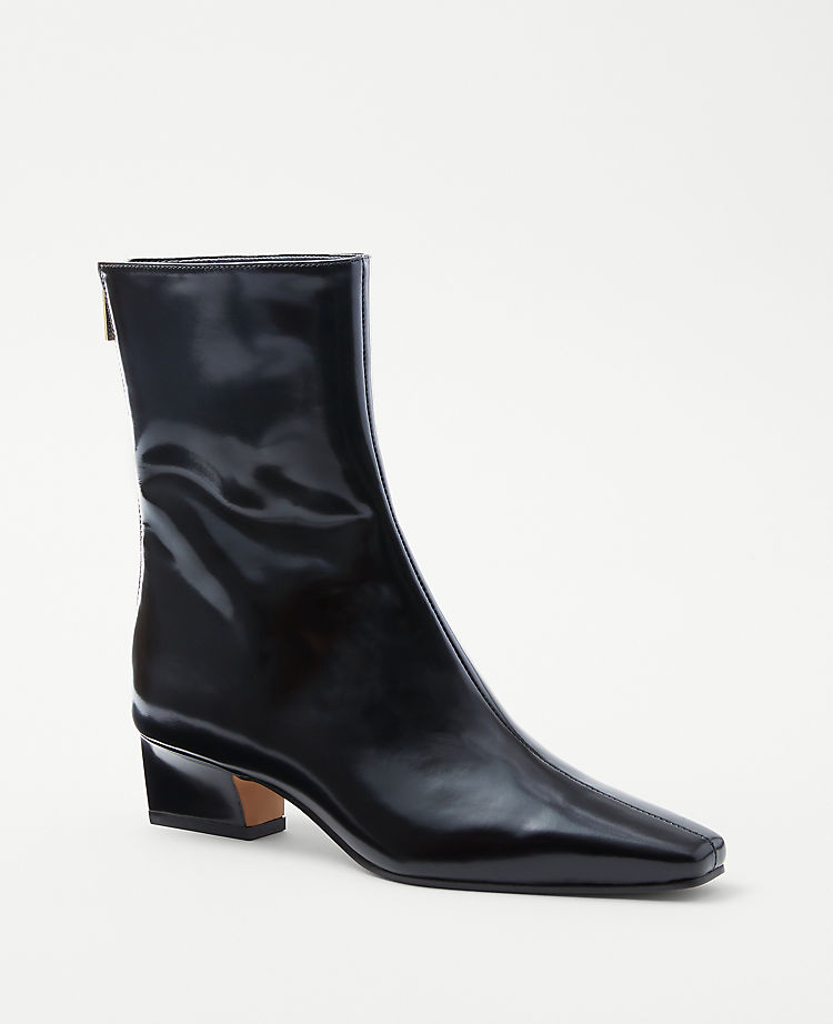 Tapered Heel Leather Booties