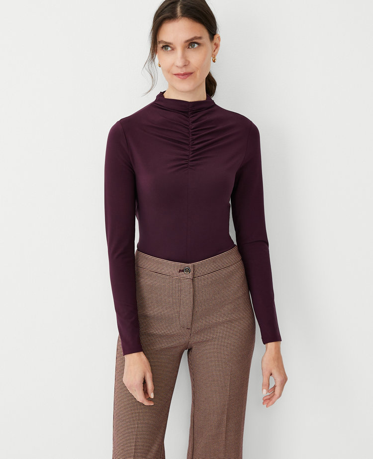 Ruched Mock Neck Top