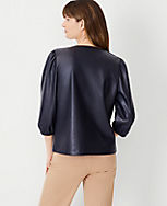 Faux Leather Split Neck Top carousel Product Image 2
