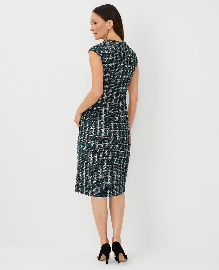 Shimmer Tweed Cap Sleeve Sheath Dress