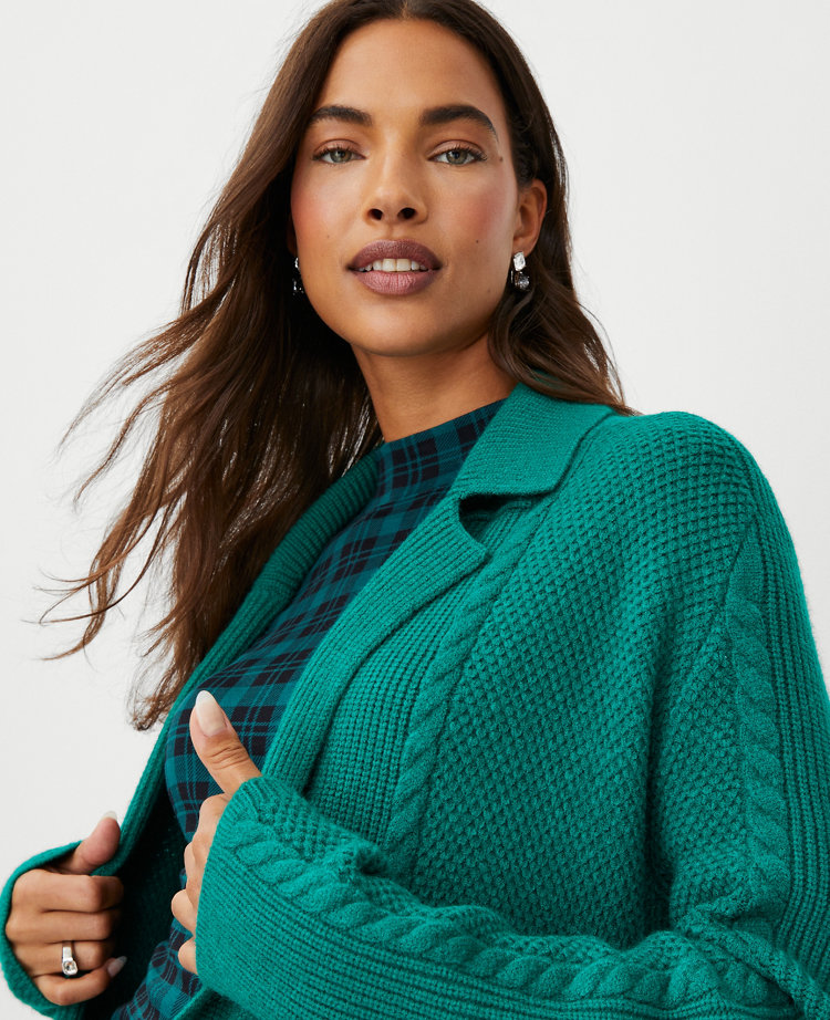 Green cable knit cardigan sale