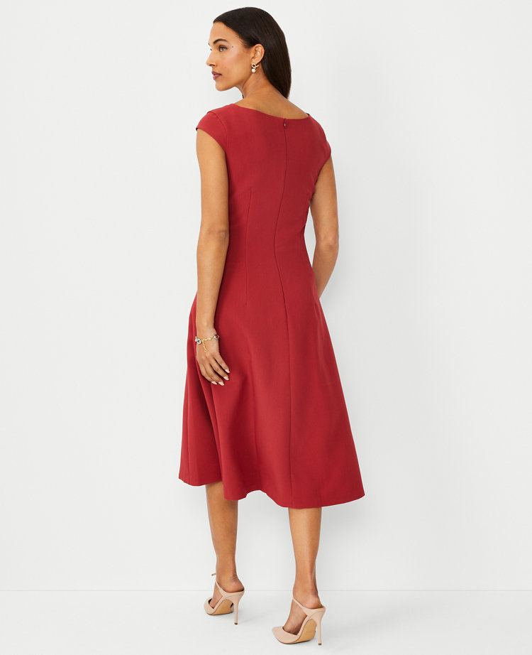 Petite Paneled V-Neck Flare Dress