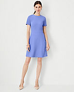 The Petite Crew Neck Flare Dress in Fluid Crepe carousel Product Image 1