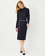 Chain Belted Ribbed Sweater Dress carousel Product Image 1