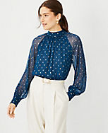 Clip Mock Neck Shirred Popover carousel Product Image 3