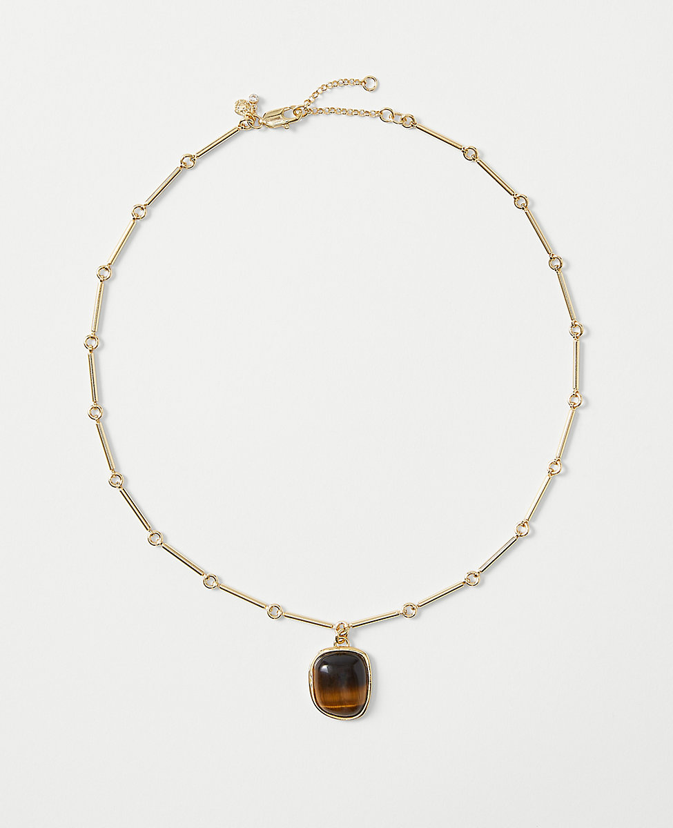 Marbleized Semi Precious Stone Pendant Necklace