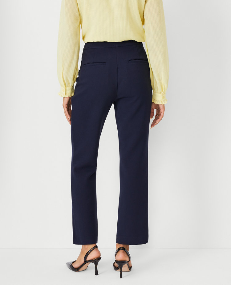 The Petite Seamed Kick Crop Pant in Faux Leather