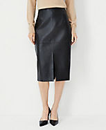 Pebbled Faux Leather Seamed Pencil Skirt carousel Product Image 1