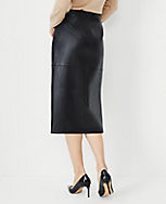 Pebbled Faux Leather Seamed Pencil Skirt carousel Product Image 2