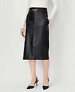 Chain Pebbled Faux Leather Pocket Midi Skirt carousel Product Image 1