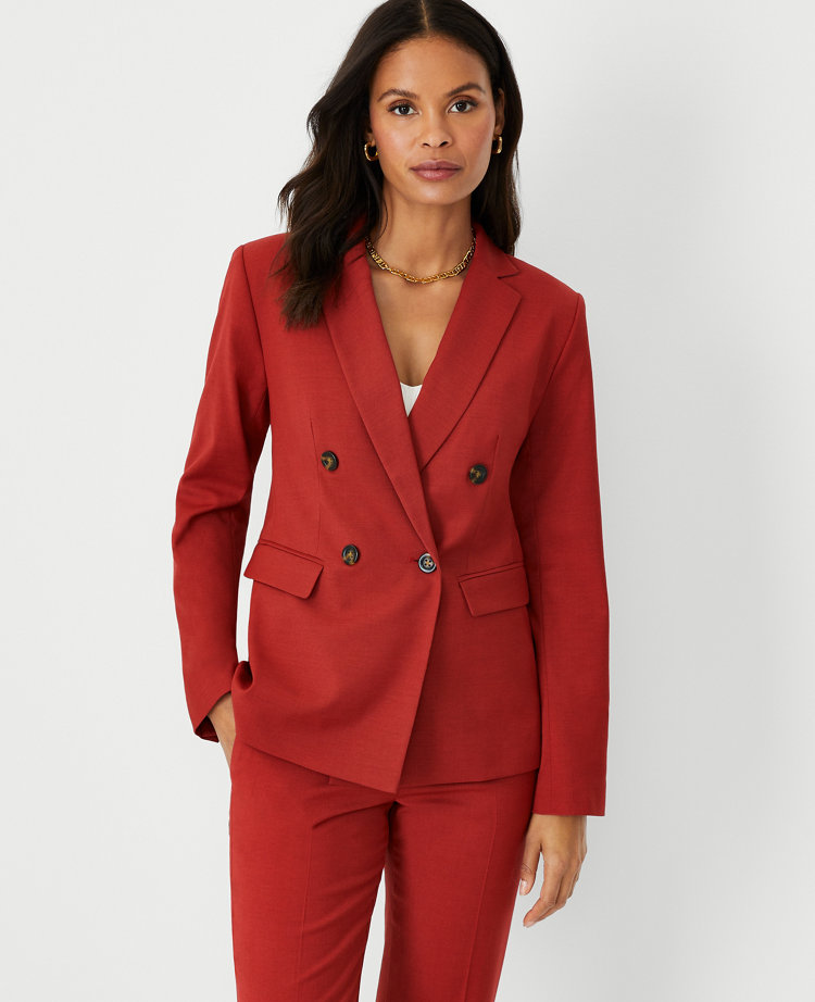 The Petite Tailored Double Breasted Blazer in Lightweight Weave