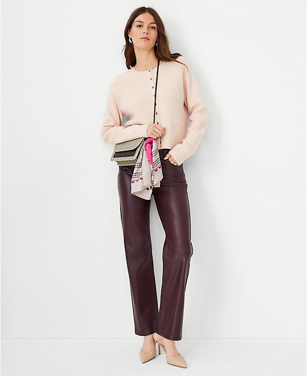 The Five Pocket High Rise Straight Pant in Faux Leather