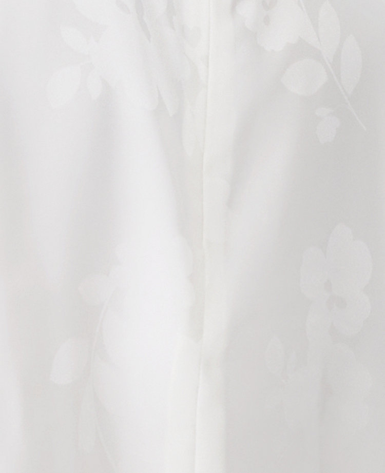 Tall Floral Jacquard Shoulder Button Tie Mock Neck Shell