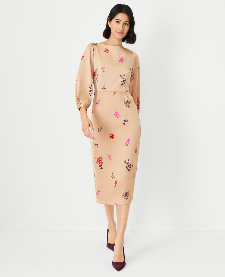 Floral sheath on sale dress with sleeves