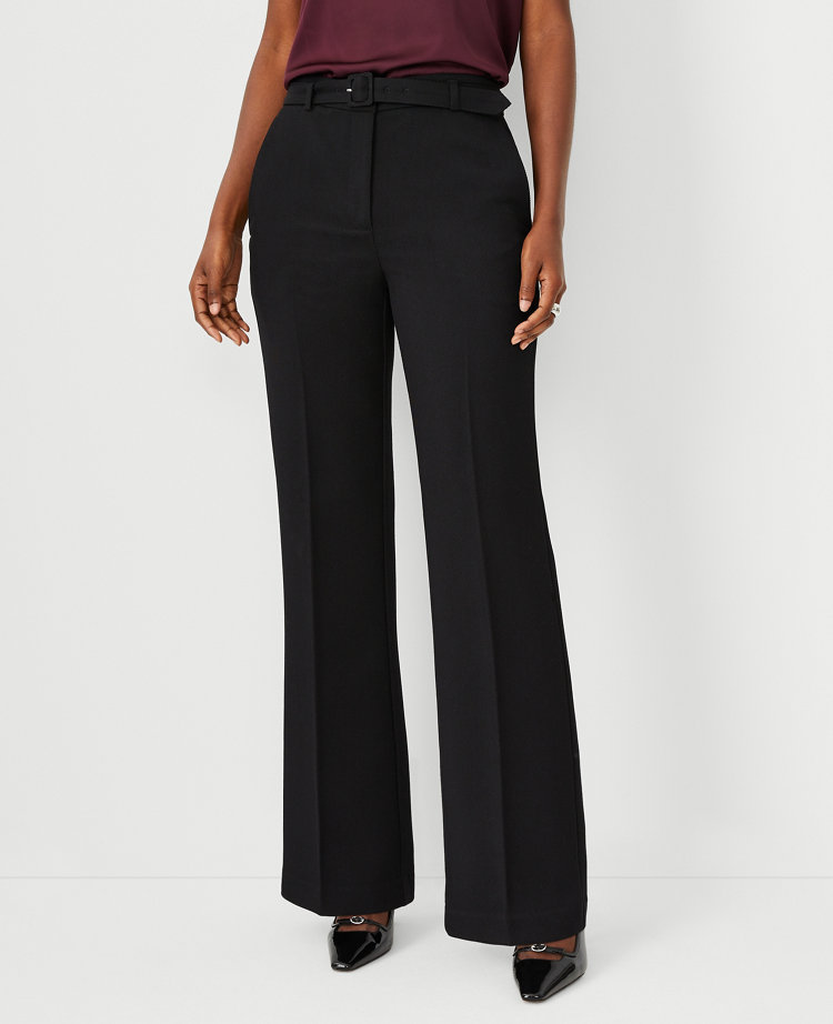 Women's Black, Flat Front, Contemporary Low Rise Dress Pants - 99tux