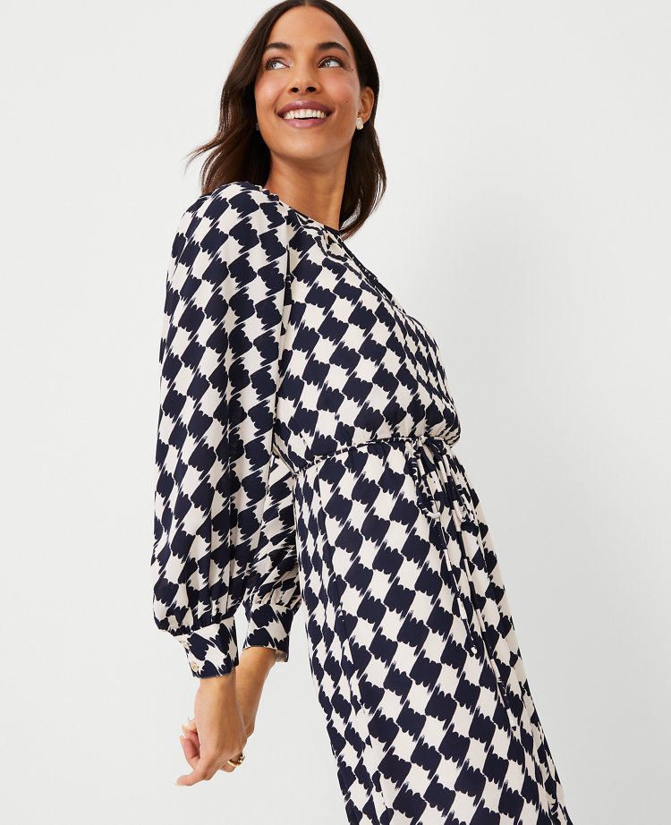 Houndstooth Flounce Flare Dress