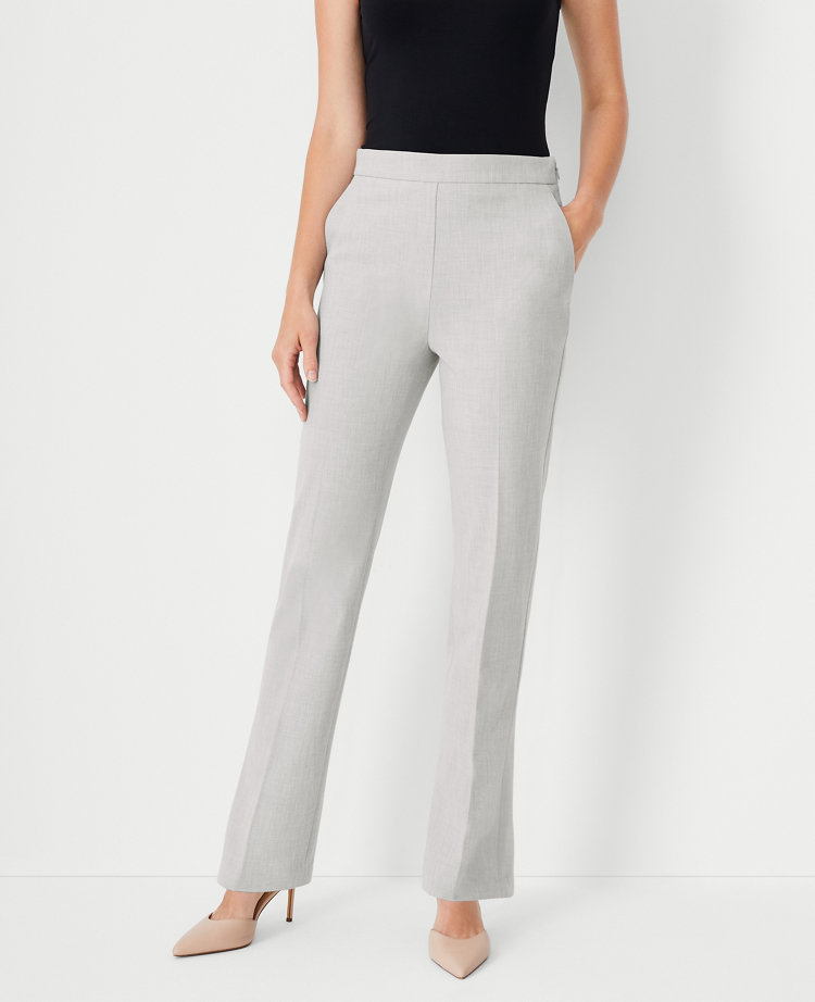 Ann Taylor The Petite High Rise Side Zip Straight Pant Bi-Stretch