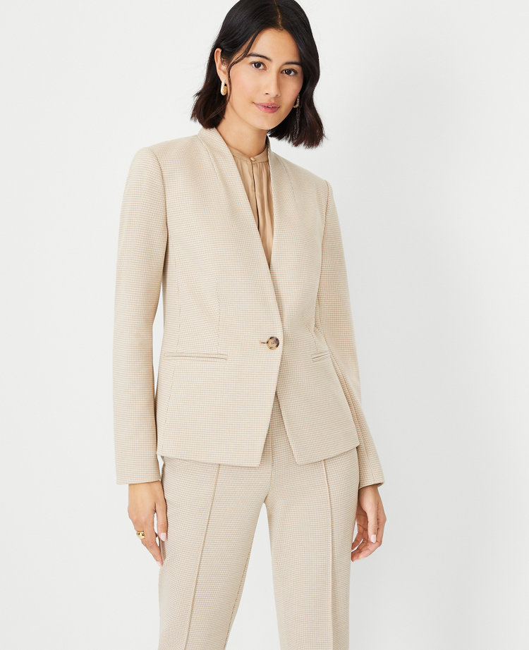 The Cutaway Blazer in Micro Houndstooth Double Knit