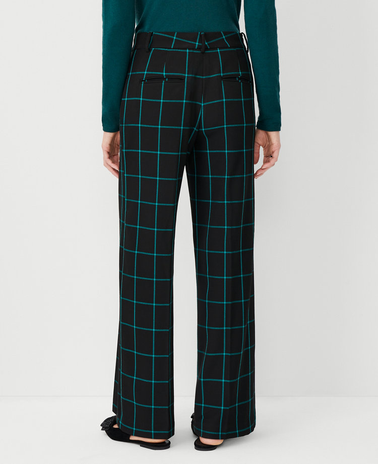 Ann Taylor The Wide Leg Pant Windowpane Green Marair Women's