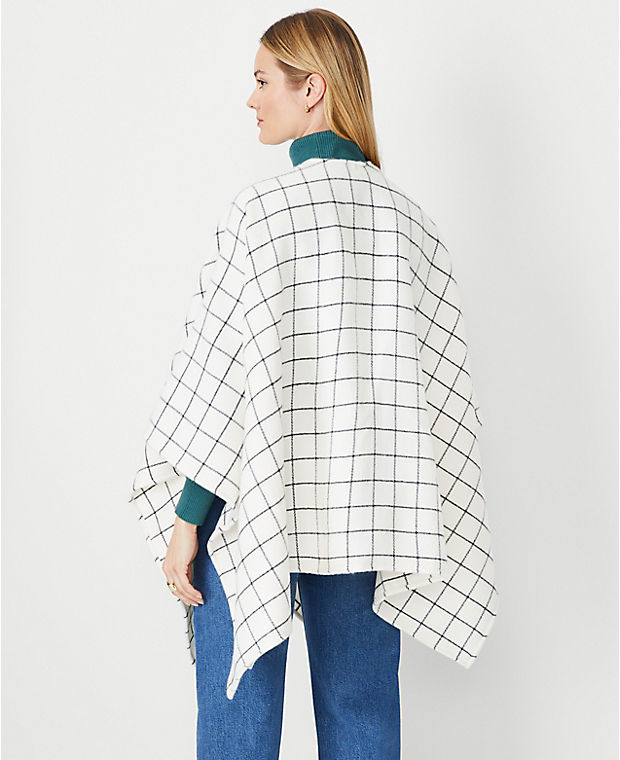 Checked Open Front Poncho