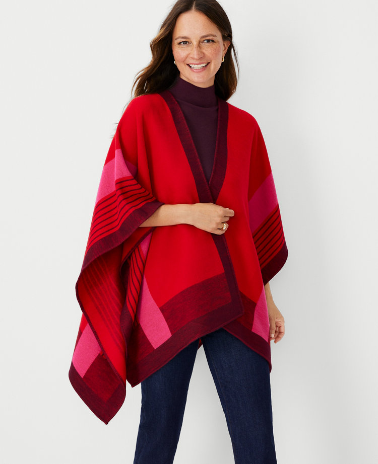 Colorblock Open Poncho