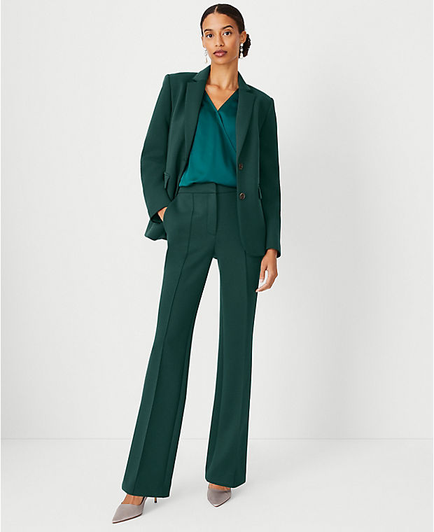 The Pintucked High Rise Trouser Pant in Double Knit
