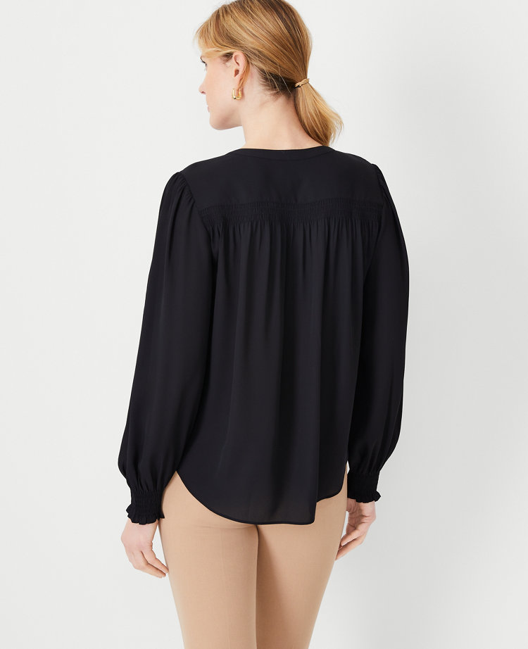 Women's Black Long Sleeve Shirts & Tops | Ann Taylor