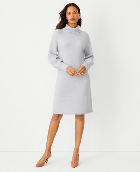 Sweater Dress for Women- Turtleneck Raglan Sleeve Sweater Dress