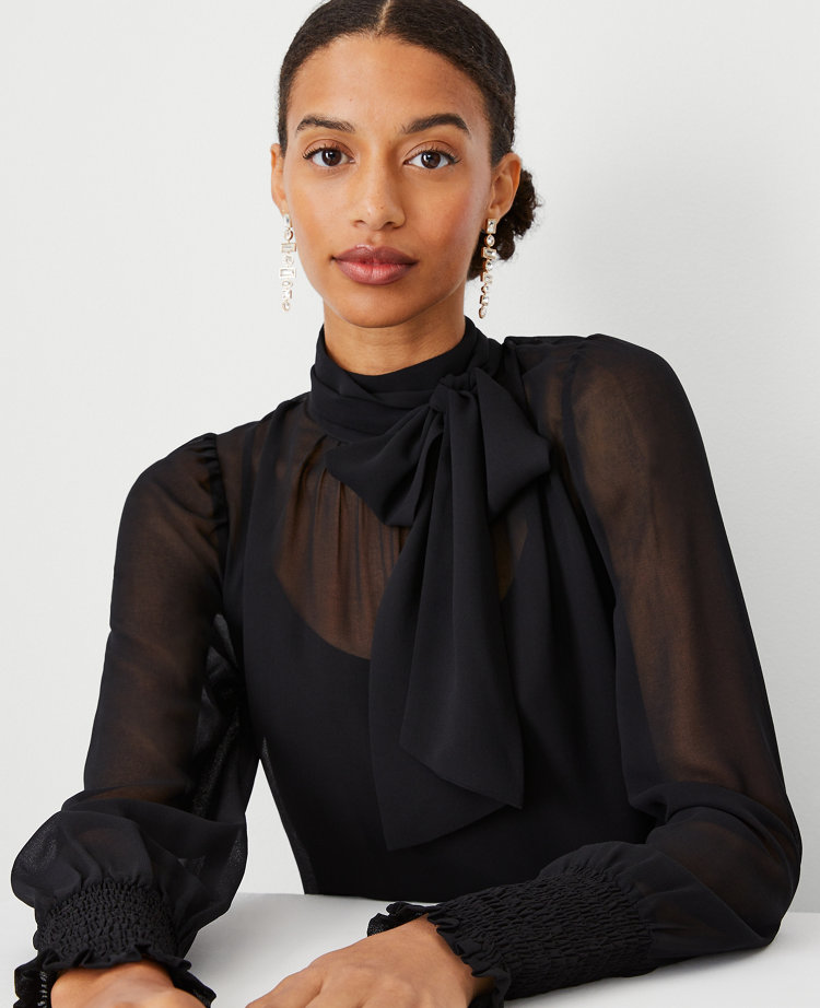 Tie Neck Flounce Sleeve Blouse – The Purple Lily