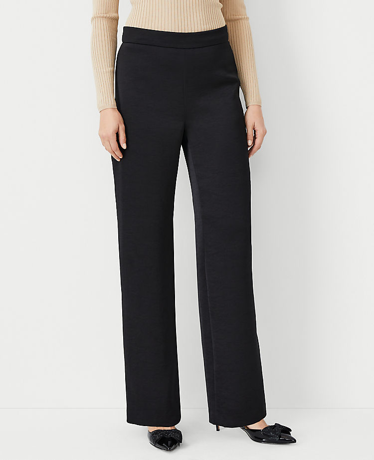 The Petite Side Zip Wide Leg Pant in Satin