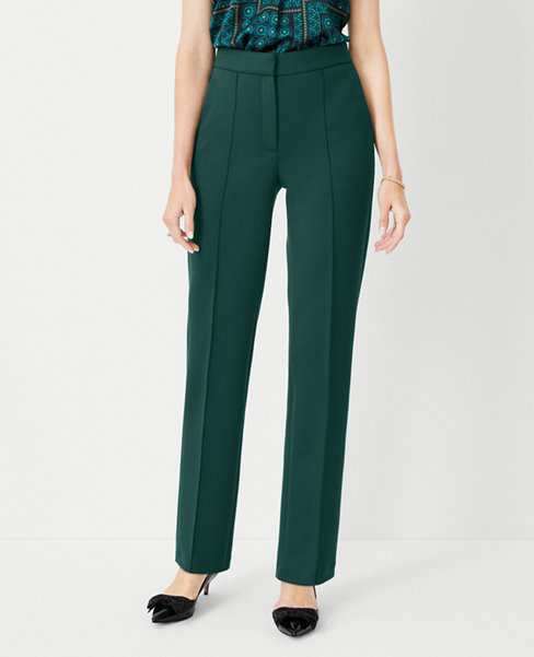 The Pintucked High Rise Straight Pant in Double Knit