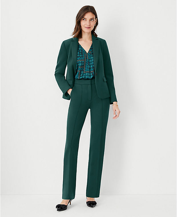 The Pintucked High Rise Straight Pant in Double Knit